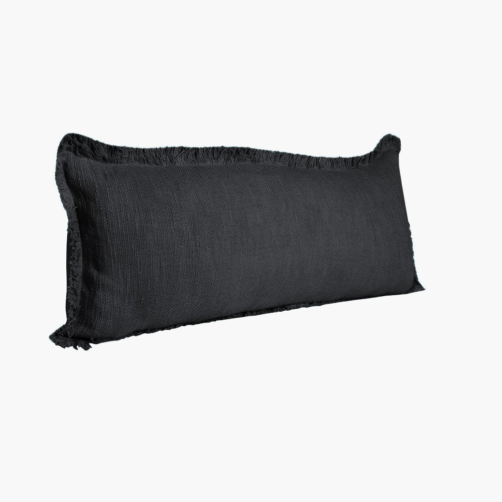 14" X 36" Jet Black 100% Cotton Zippered Pillow — view 4