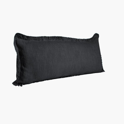 14" X 36" Jet Black 100% Cotton Zippered Pillow HomeRoots