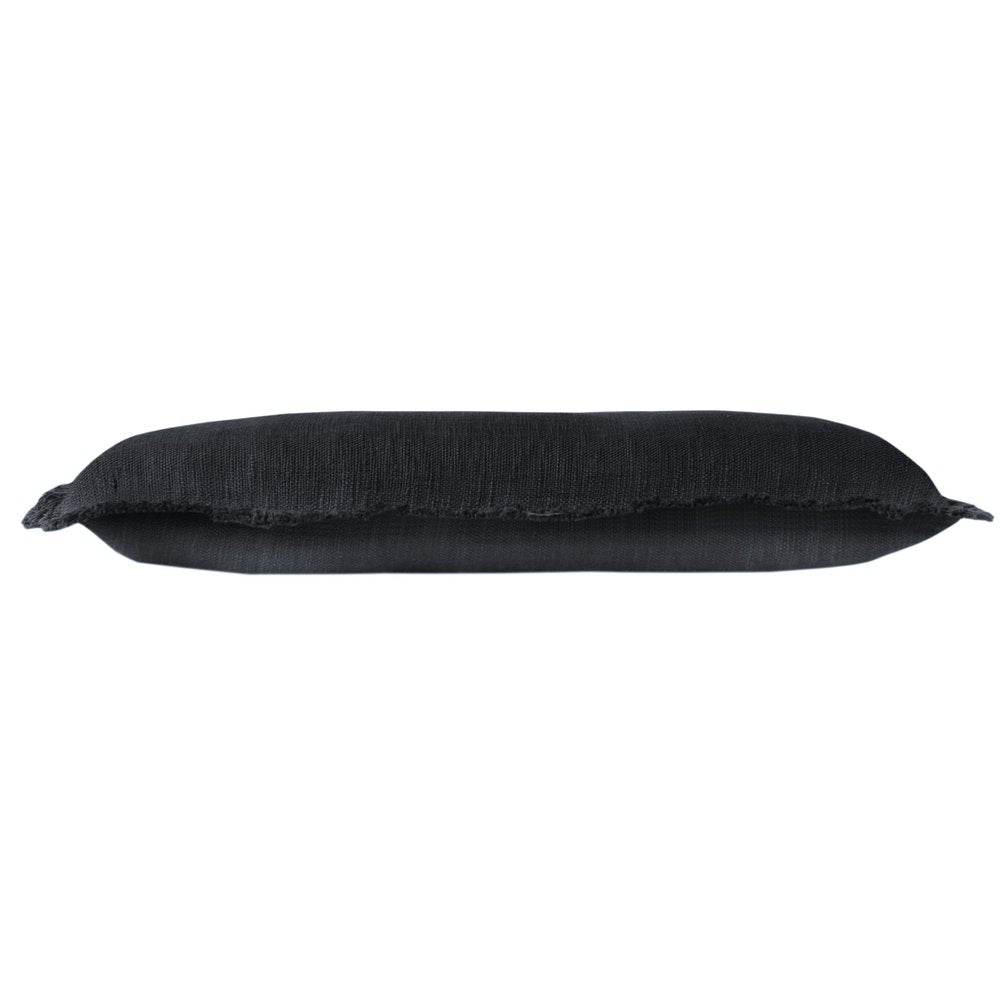 14" X 36" Jet Black 100% Cotton Zippered Pillow HomeRoots