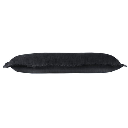 14" X 36" Jet Black 100% Cotton Zippered Pillow HomeRoots