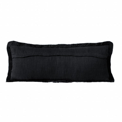 14" X 36" Jet Black 100% Cotton Zippered Pillow HomeRoots