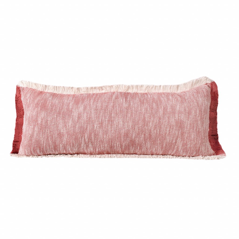 14" X 36" Auburn Red And White 100% Cotton Geometric Zippered Pillow — view 1