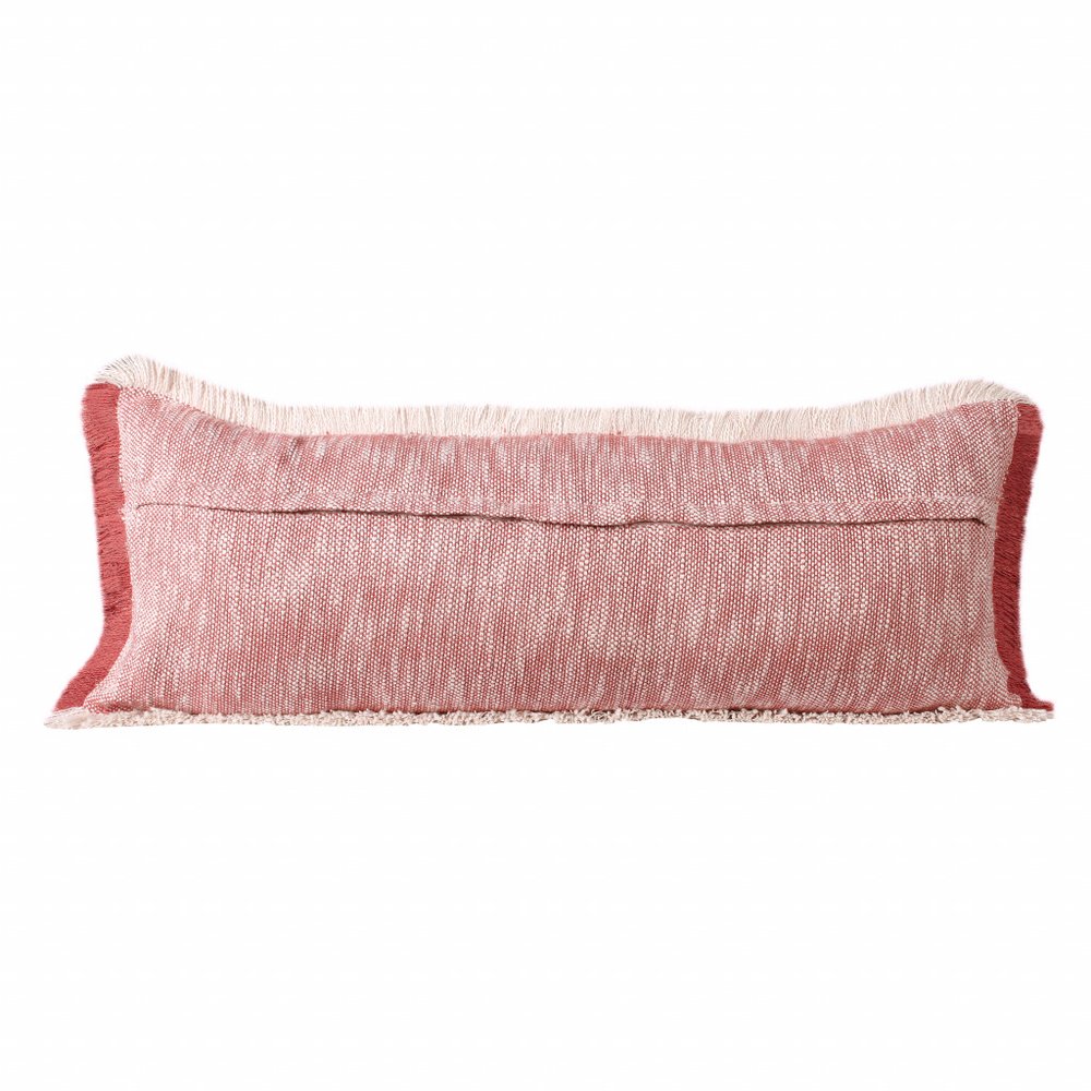 14" X 36" Auburn Red And White 100% Cotton Geometric Zippered Pillow — view 7