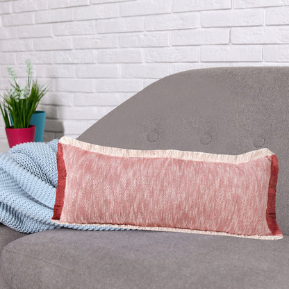 14" X 36" Auburn Red And White 100% Cotton Geometric Zippered Pillow HomeRoots