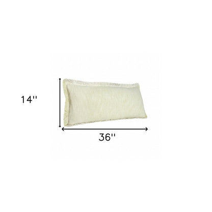 14" X 36" Light Yellow And White 100% Cotton Geometric Zippered Pillow