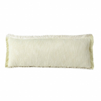 14" X 36" Light Yellow And White 100% Cotton Geometric Zippered Pillow HomeRoots