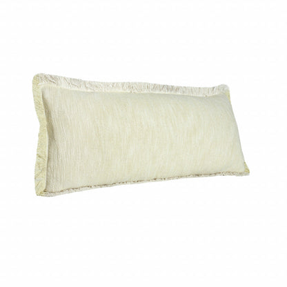 14" X 36" Light Yellow And White 100% Cotton Geometric Zippered Pillow 7.5" (L) x 36.0" (W) x 14.0" (H) FurniFindUSA