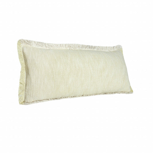 14" X 36" Light Yellow And White 100% Cotton Geometric Zippered Pillow 7.5" (L) x 36.0" (W) x 14.0" (H) FurniFindUSA