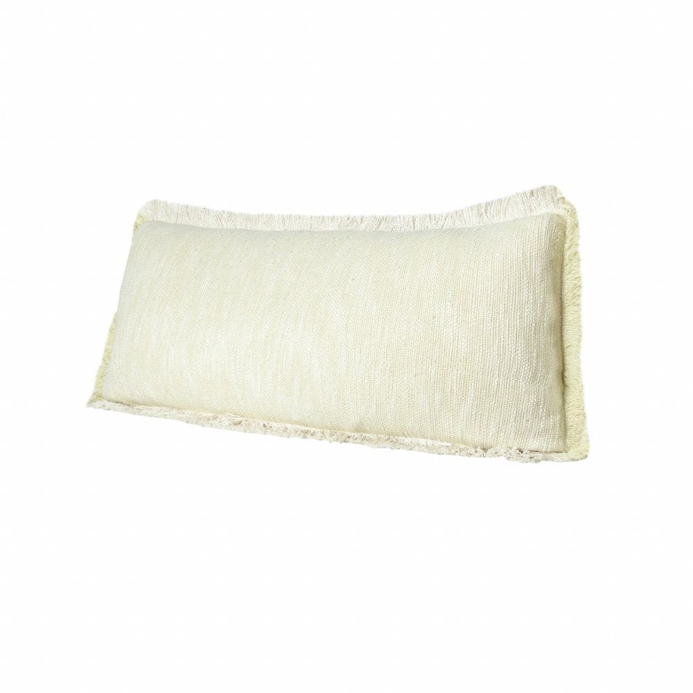 14" X 36" Light Yellow And White 100% Cotton Geometric Zippered Pillow HomeRoots