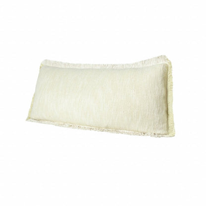 14" X 36" Light Yellow And White 100% Cotton Geometric Zippered Pillow HomeRoots