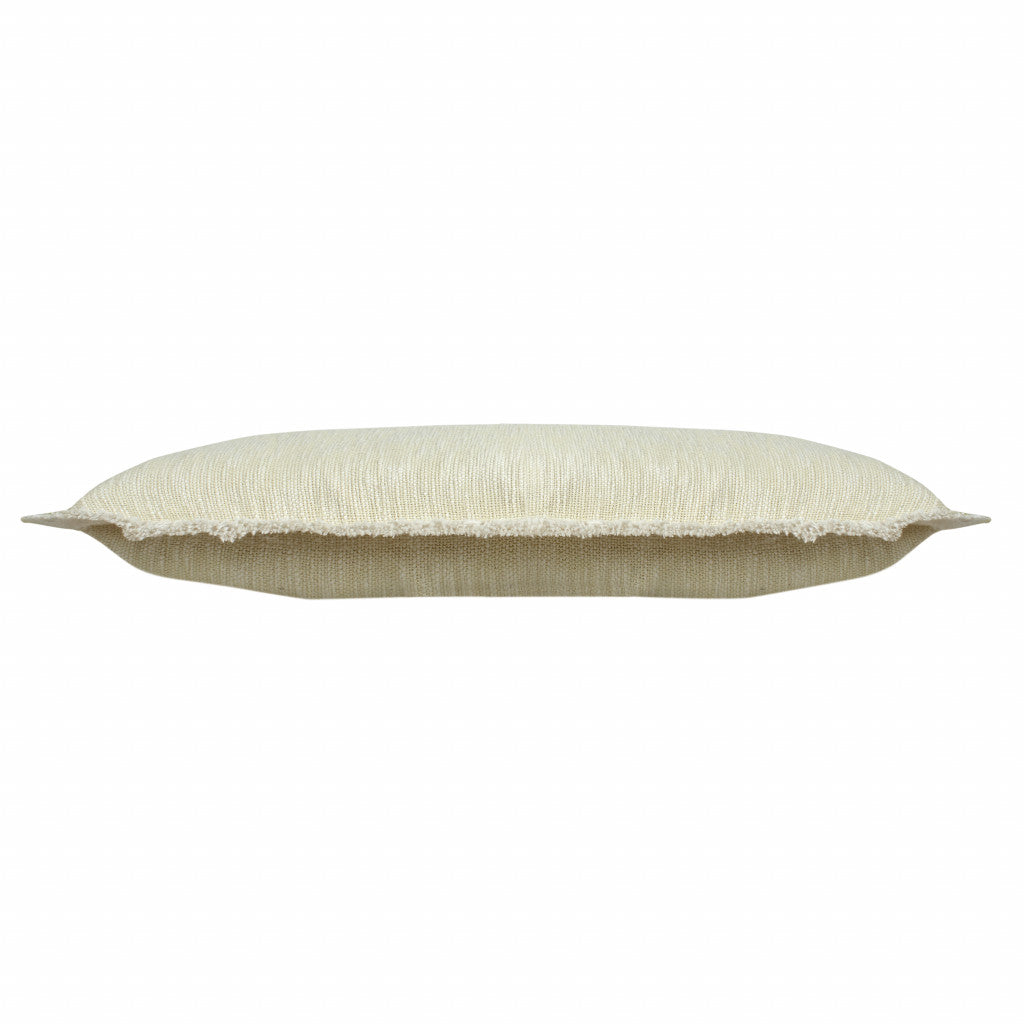 14" X 36" Light Yellow And White 100% Cotton Geometric Zippered Pillow 7.5" (L) x 36.0" (W) x 14.0" (H) FurniFindUSA