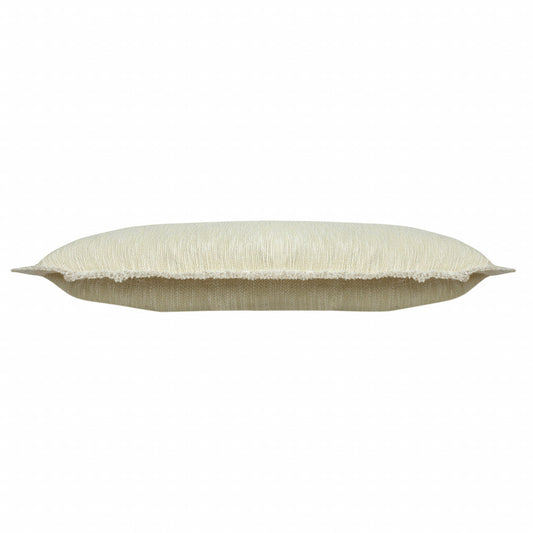 14" X 36" Light Yellow And White 100% Cotton Geometric Zippered Pillow 7.5" (L) x 36.0" (W) x 14.0" (H) FurniFindUSA