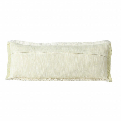 14" X 36" Light Yellow And White 100% Cotton Geometric Zippered Pillow 7.5" (L) x 36.0" (W) x 14.0" (H) FurniFindUSA