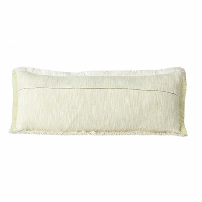 14" X 36" Light Yellow And White 100% Cotton Geometric Zippered Pillow HomeRoots