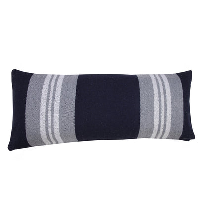 14" X 36" Navy Gray And White 100% Cotton Coastal Zippered Pillow FurniFindUSA