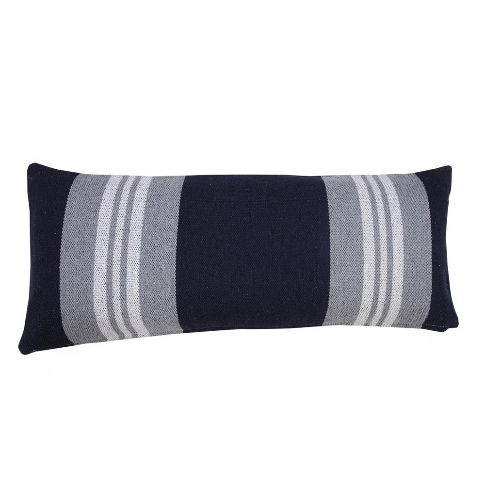 14" X 36" Navy Gray And White 100% Cotton Coastal Zippered Pillow — view 4