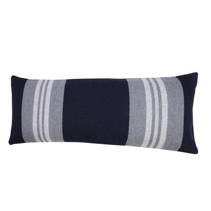14" X 36" Navy Gray And White 100% Cotton Coastal Zippered Pillow HomeRoots