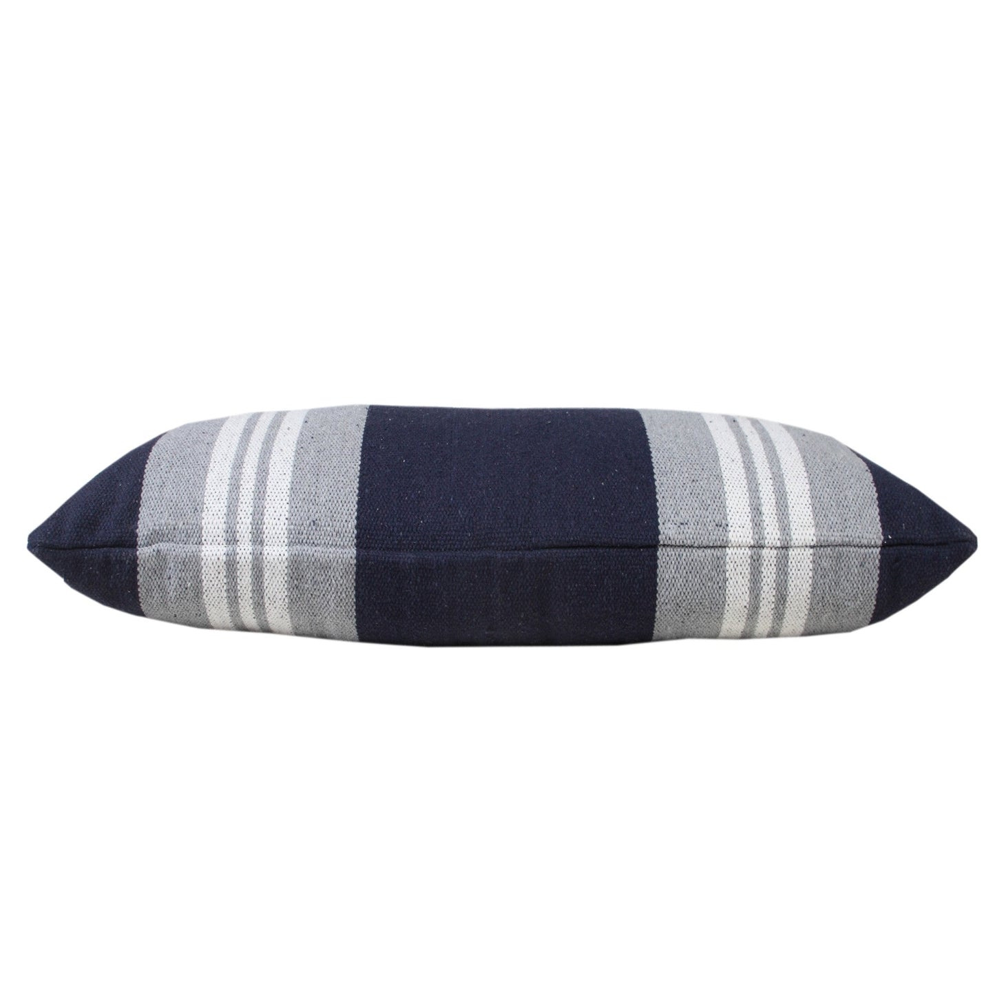 14" X 36" Navy Gray And White 100% Cotton Coastal Zippered Pillow FurniFindUSA