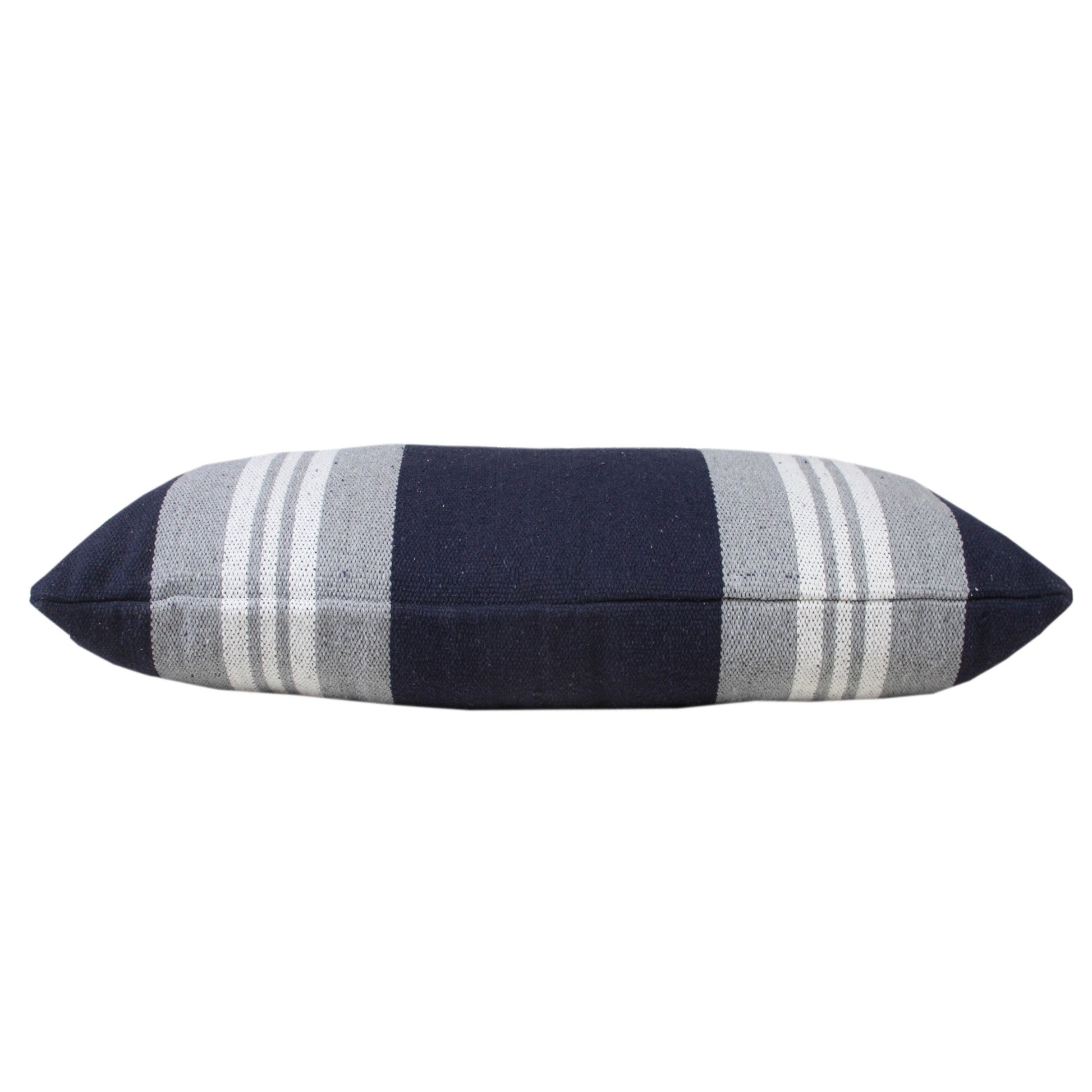 14" X 36" Navy Gray And White 100% Cotton Coastal Zippered Pillow FurniFindUSA