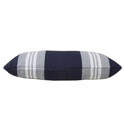 14" X 36" Navy Gray And White 100% Cotton Coastal Zippered Pillow FurniFindUSA