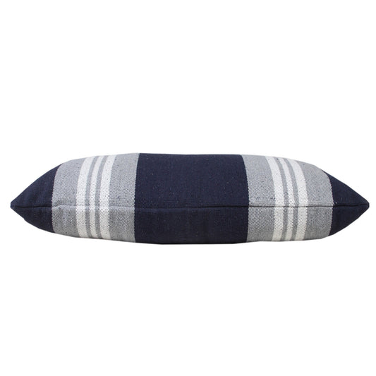 14" X 36" Navy Gray And White 100% Cotton Coastal Zippered Pillow FurniFindUSA