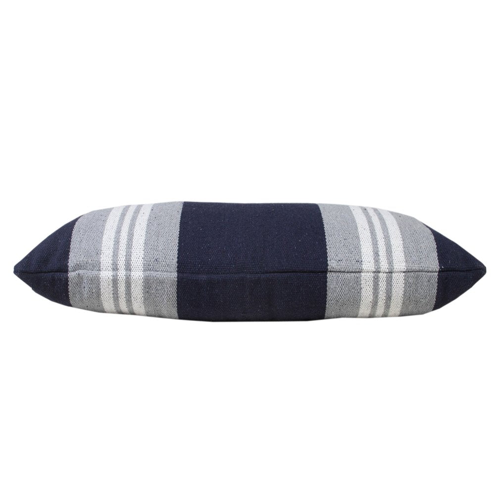 14" X 36" Navy Gray And White 100% Cotton Coastal Zippered Pillow HomeRoots
