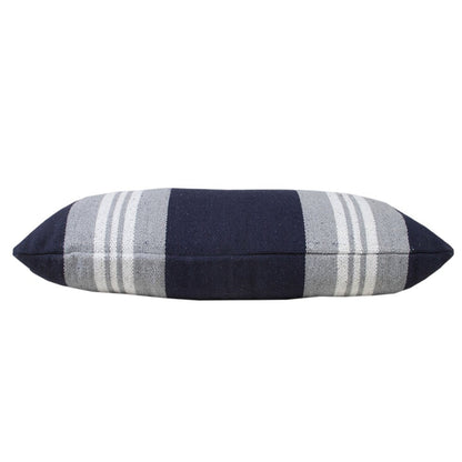 14" X 36" Navy Gray And White 100% Cotton Coastal Zippered Pillow HomeRoots