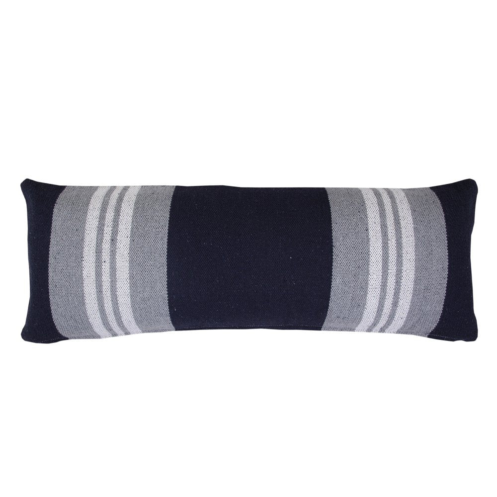 14" X 36" Navy Gray And White 100% Cotton Coastal Zippered Pillow — view 7
