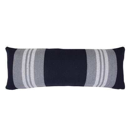 14" X 36" Navy Gray And White 100% Cotton Coastal Zippered Pillow HomeRoots
