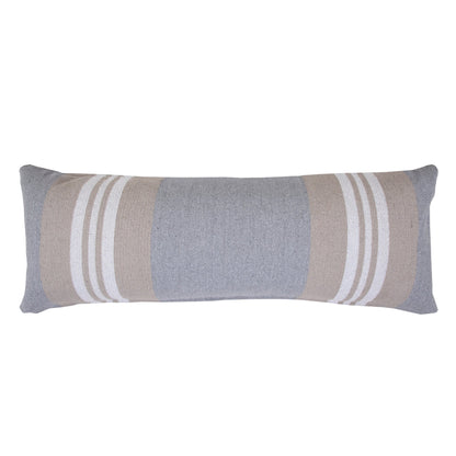 14" X 36" Beige and Gray Striped Cotton Zippered Pillow FurniFindUSA