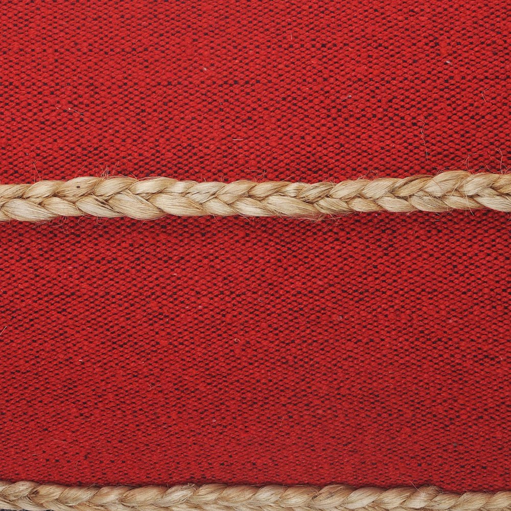 14" X 36" Red Navy And Tan 100% Cotton Striped Zippered Pillow — view 2