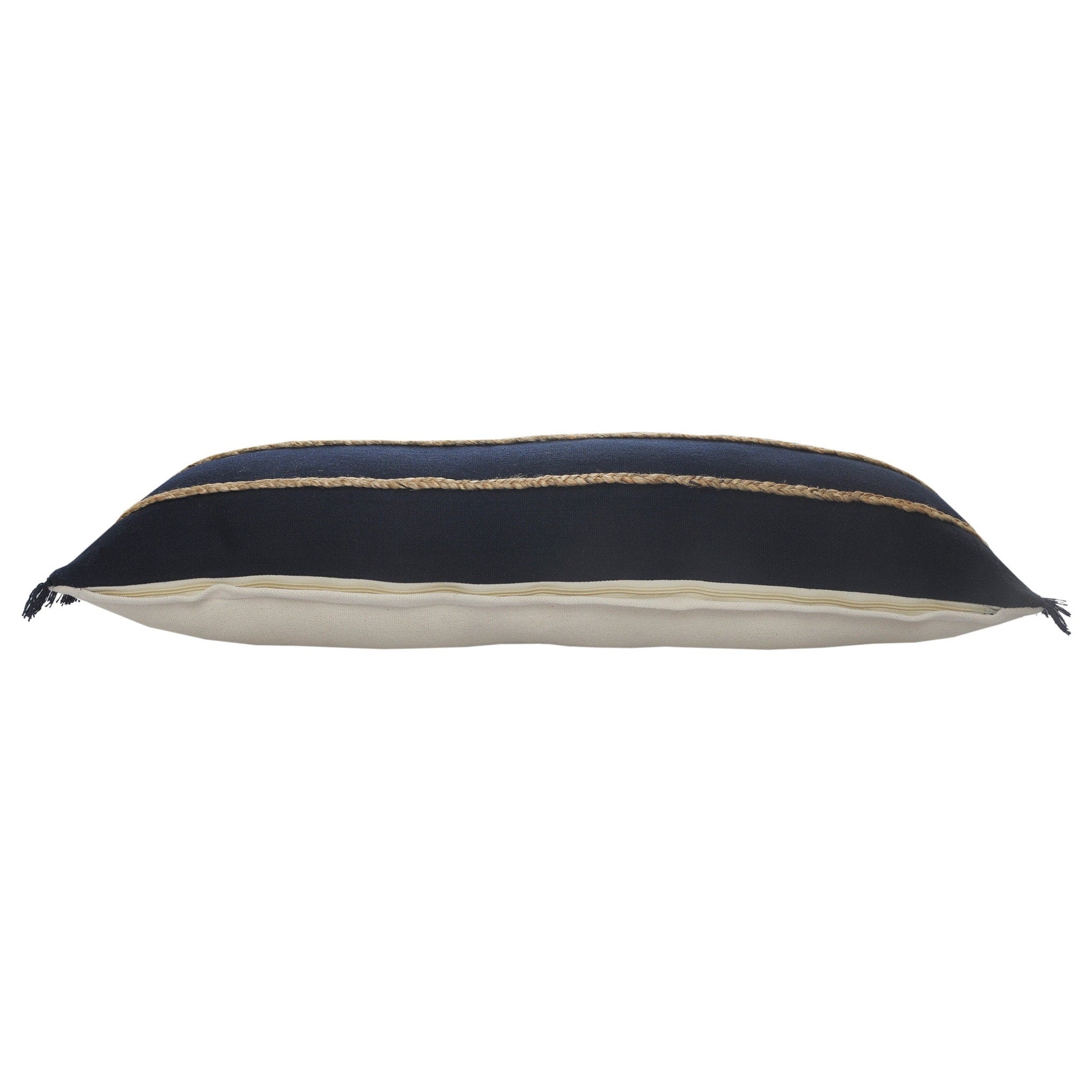14" X 36" Navy And Tan 100% Cotton Zippered Pillow FurniFindUSA