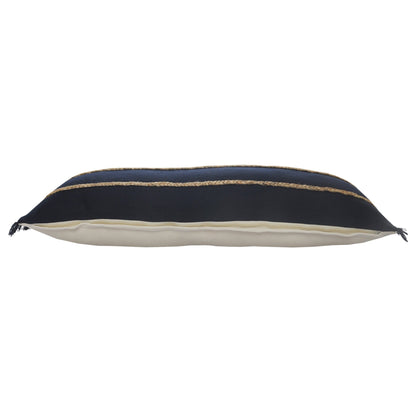 14" X 36" Navy And Tan 100% Cotton Zippered Pillow FurniFindUSA