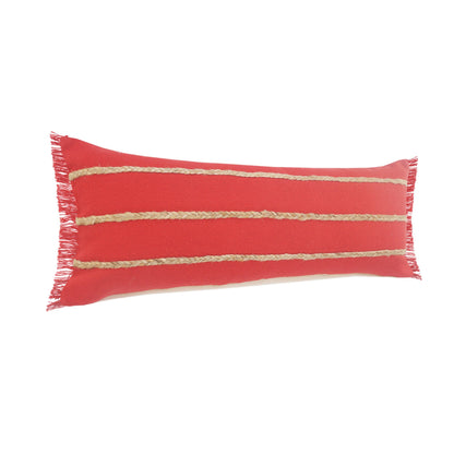 14" X 36" Red And Tan 100% Cotton Zippered Pillow FurniFindUSA
