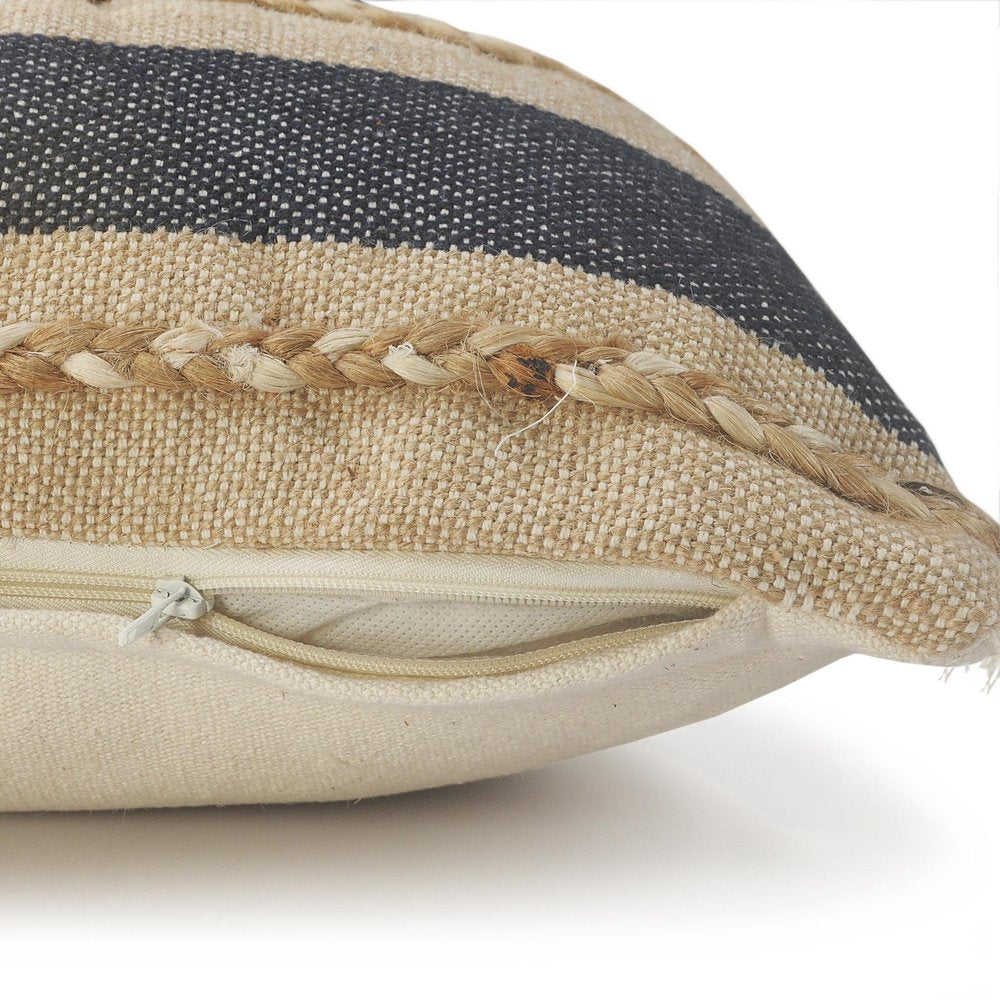14" X 36" Denim Tan And Taupe Jute Coastal Zippered Pillow — view 3