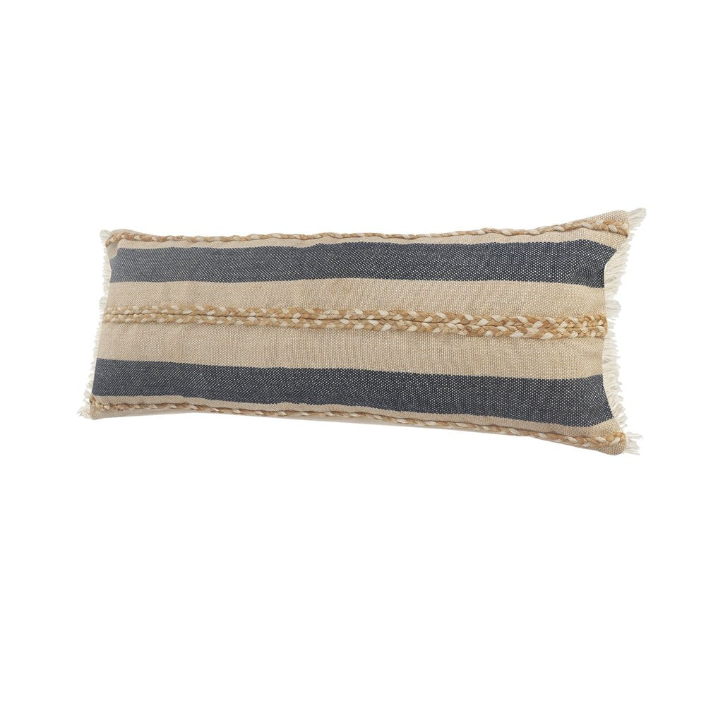 14" X 36" Denim Tan And Taupe Jute Coastal Zippered Pillow — view 6