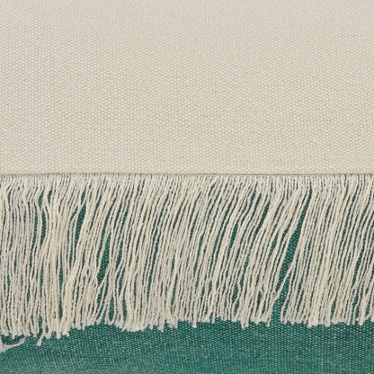 14" X 36" Emerald Green And Off-White 100% Cotton Zippered Pillow HomeRoots
