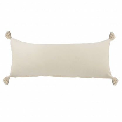 14" X 36" Emerald Green And Off-White 100% Cotton Zippered Pillow HomeRoots