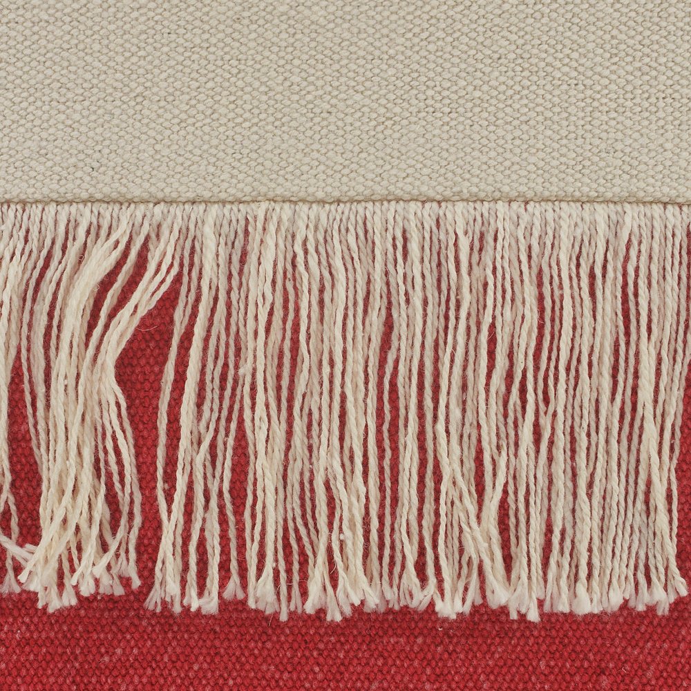 14" X 36" Raspberry Red And Off-White 100% Cotton Zippered Pillow — view 6