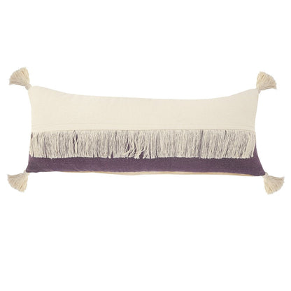 14" X 36" Purple And Off-White 100% Cotton Zippered Pillow HomeRoots