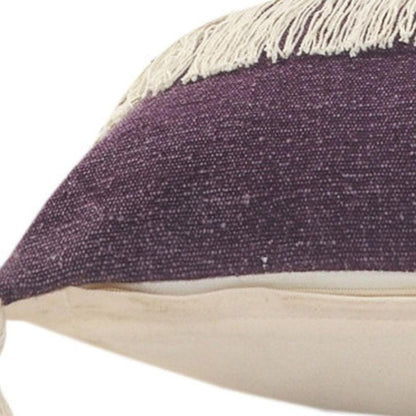 14" X 36" Purple And Off-White 100% Cotton Zippered Pillow HomeRoots