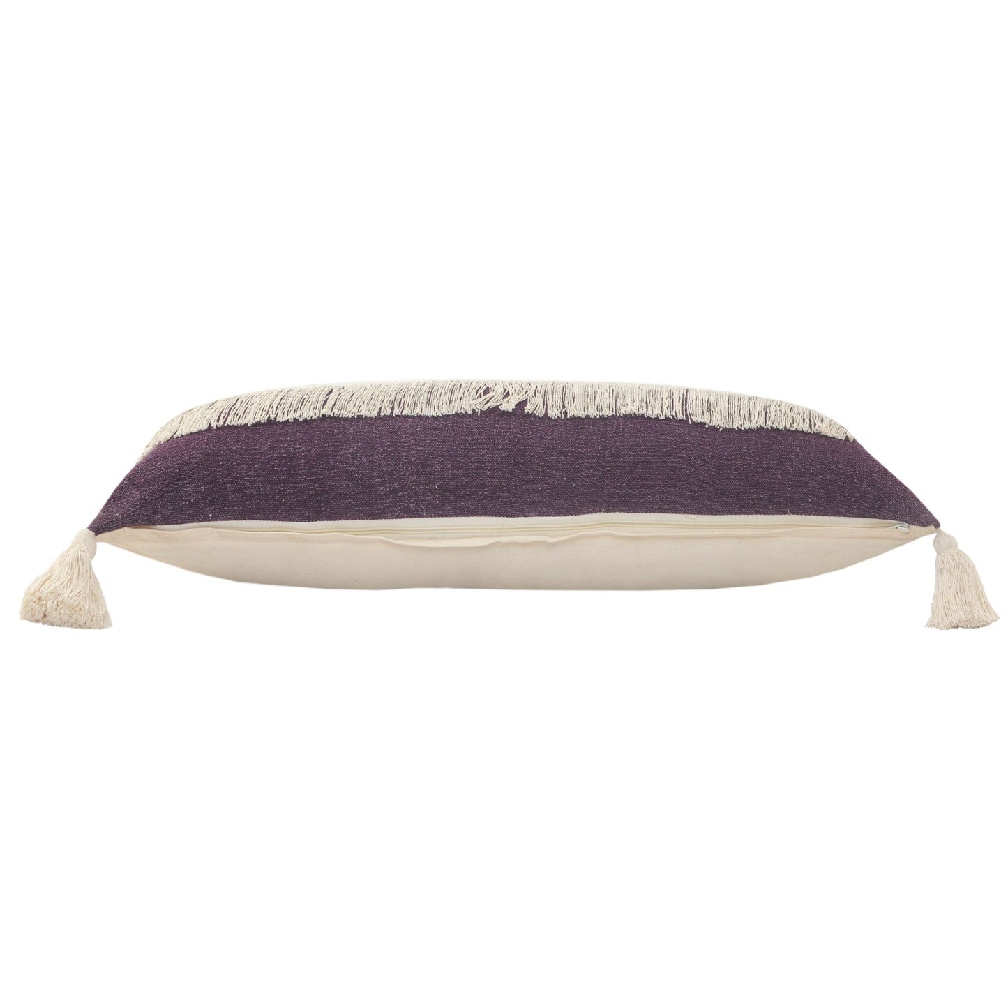 14" X 36" Purple And Off-White 100% Cotton Zippered Pillow FurniFindUSA