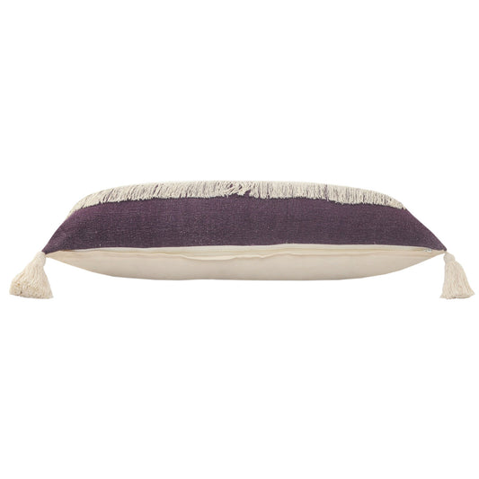 14" X 36" Purple And Off-White 100% Cotton Zippered Pillow FurniFindUSA