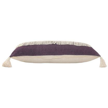 14" X 36" Purple And Off-White 100% Cotton Zippered Pillow HomeRoots