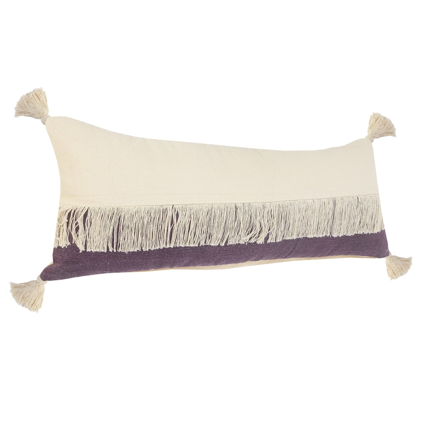14" X 36" Purple And Off-White 100% Cotton Zippered Pillow FurniFindUSA