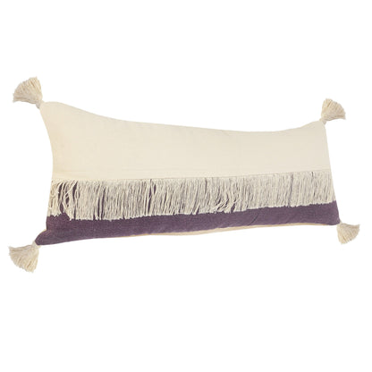 14" X 36" Purple And Off-White 100% Cotton Zippered Pillow FurniFindUSA