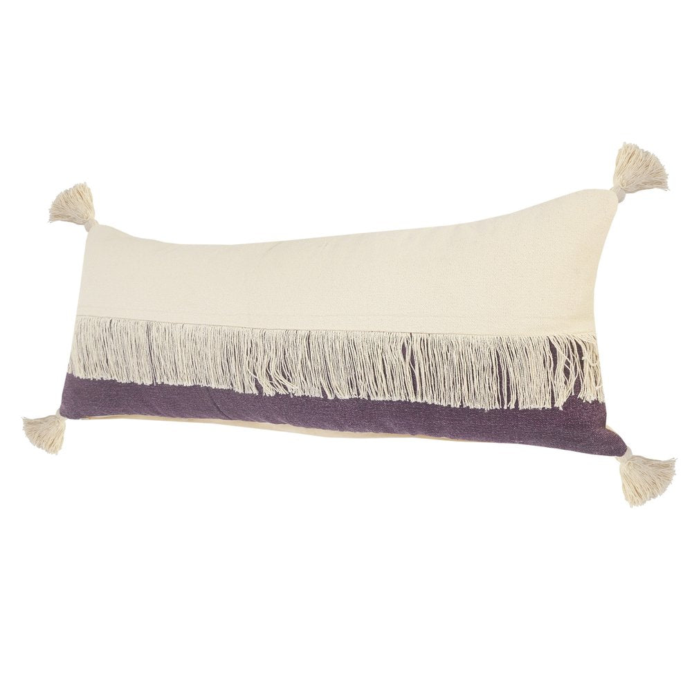14" X 36" Purple And Off-White 100% Cotton Zippered Pillow — view 4