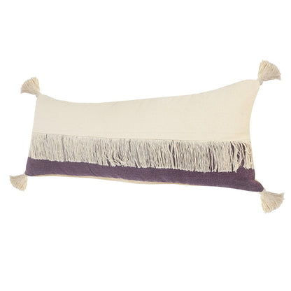 14" X 36" Purple And Off-White 100% Cotton Zippered Pillow HomeRoots