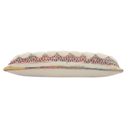 14" X 36" Off-White Red Blue Orange And Green 100% Cotton Striped Zippered Pillow 7.5" (L) x 36.0" (W) x 14.0" (H) FurniFindUSA
