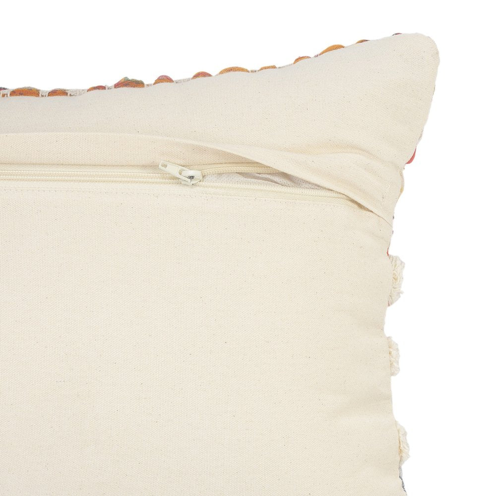 14" X 36" Off White Red And Blue Cotton Striped Throw Pillow HomeRoots